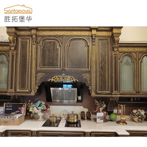 De gama alta Villa Proyecto de gabinete de cocina diseños de lujo moderno <span class=keywords><strong>bronceado</strong></span> de gabinete de cocina de roble - Product Image 4