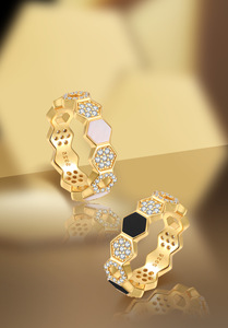 925 Bạc Mã Não Zircon vòng 14k vàng mạ hợp thời trang tôn giáo tổ ong resizable <span class=keywords><strong>bezel</strong></span> đặt 18K Vàng Kim Cương Ngọc Trai Ngọc lục bảo - Product Image 3