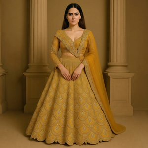 Conjunto de Lehenga Choli de Seda Tailandesa para Mujer con Bordado de Lentejuelas y Dori de 9mm, Dupatta de Tela de Red y Can-Can - Product Image 2