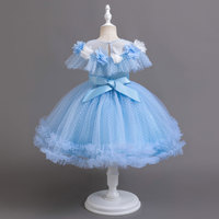 Robe de bal de princesse de luxe pour filles de 1 à 12 ans - Robe élégante sans manches en tulle bouffant pour mariage, fête d'anniversaire avec fleurs 3D