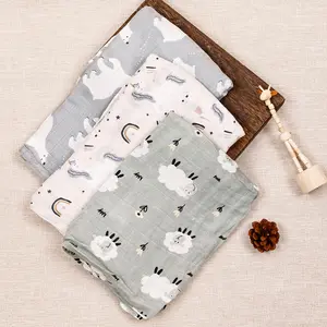 Zacht Ademend Biologisch Bamboe Katoen Baby Swaddle Wrap Pasgeboren Ontvangende Dekens Wikkel Baby Mousseline Inbakdoek Deken