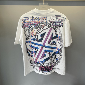 T-shirts pour hommes en coton à manches courtes, style streetwear d'été, avec logo personnalisé, imprimé lettres gothiques GUAPI, vente en gros - Product Image 2
