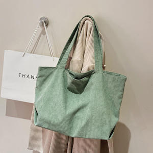 Bolso de hombro de pana personalizado, portátil, reutilizable, de gran capacidad y alta calidad para mujer - Product Image 2