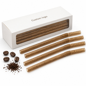 Natural Coffee Tone Coffee Fiber Bendable Foldable High Quality <b>Straw</b> Disposable Compostable Drinking <b>Straws</b> For Restaurant - Product Image 1