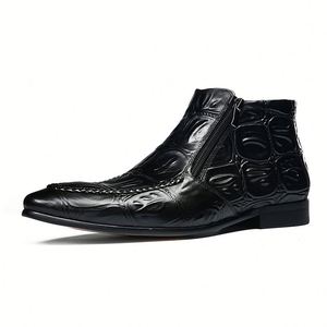 Zapatos Formales de Cuero Pulido de Alta Gama para Hombre, Color Negro Oscuro, Estilo de Pareja con Botones Dorados, Zapatos de Vestir - Product Image 4