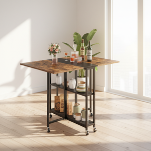 <span class=keywords><strong>Mesa</strong></span> de Comedor <span class=keywords><strong>Plegable</strong></span> de Metal, Extensible y Móvil, con 6 Ruedas y Estante de 2 Niveles, para Logotipo Personalizado, <span class=keywords><strong>Mesa</strong></span> de Comedor OEM - Product Image 1
