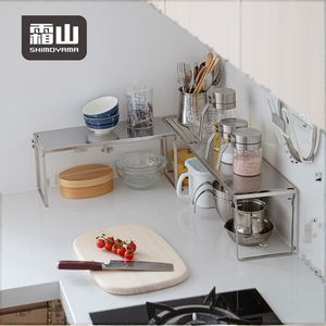 Étagère de rangement multifonctionnelle moderne pliable et évolutible à un seul niveau pour épices et casseroles, en acier inoxydable 304, style autoportant - Product Image 2