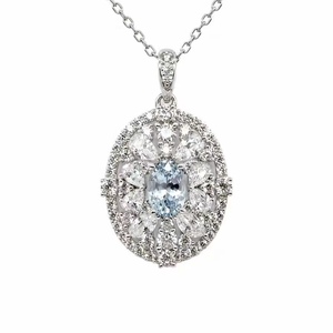 Juego de Joyería UM de Plata 925 con Espinela Cultivada en Laboratorio Misty Jiangnan, Chapado en Oro de 18K, Regalo de Compromiso (Aretes + Colgante) - Product Image 1
