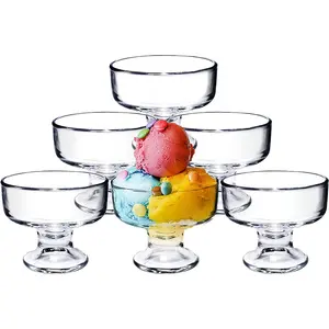 Set di ciotole per gelato in vetro tazze da Dessert con piedini trasparenti set di 4 stoviglie e bicchieri in vetro