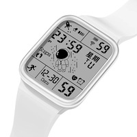 Jam Tangan Digital Sport Fashion Pria Layar LED Bercahaya Bentuk Kotak Tali Karet Desain Astronot Pintar-untuk Remaja Pria Wanita