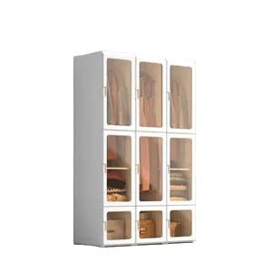 Bedroom Foldable Cabinets white Colour Cube Wardrobe Kids Wardrobe Bedroom storage holders