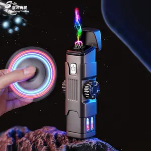 Pemantik rokok elektrik Fidget Spinner ganda Muda warna keren Led Cyberpunk kelas atas Mewah