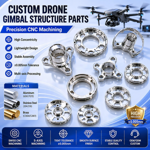 Pièces de Structure de cardan de Drone de haute précision usinées CNC aluminium et acier inoxydable Type suisse CNC usinage noir - Product Image 1