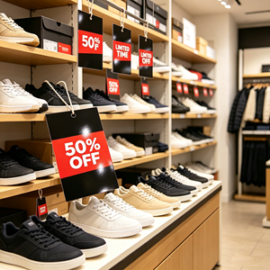Soldes du <span class=keywords><strong>Black</strong></span> <span class=keywords><strong>Friday</strong></span> et Cyber Monday : 40-70% de réduction sur les cartes suspendues en carton laminé brillant pour les magasins de chaussures et de vêtements. - Product Image 2