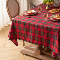 Nappe rectangulaire durable en mélange polyester-coton à carreaux rouges et verts de style américain pour fêtes et Noël