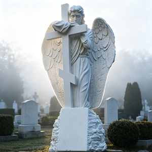 Statue d'ange en marbre naturel, design traditionnel, pour tombes, <span class=keywords><strong>pierre</strong></span> tombale extérieure personnalisée pour cimetière - Product Image 3