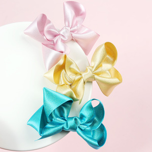 Grands nœuds en satin <span class=keywords><strong>tendance</strong></span>, barrettes à <span class=keywords><strong>cheveux</strong></span> de couleur unie pour filles, accessoires mignons pour enfants de 3 à 12 ans, lot en gros - Product Image 4