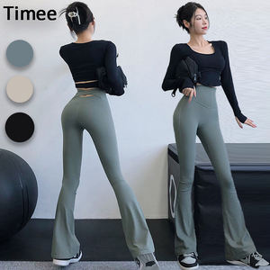 All'ingrosso primavera e autunno <span class=keywords><strong>leggins</strong></span> da donna pantaloni da yoga fitness pantaloni pantaloni a svasata a vita alta - Product Image 1