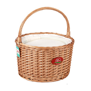 Natural Wicker Picnic Basket Set with Wooden Lid - Handwoven Wicker <strong>Hamper</strong> for Outdoor Camping Beach and <strong>Family</strong> Gatherings - Product Image 5