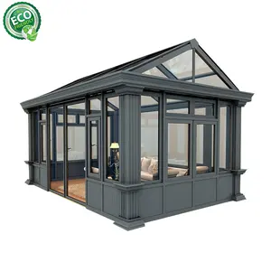 Modular Prefab empat musim balon isolasi kaca pintu rumah dan jendela profil aluminium kaca Sunroom