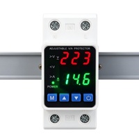 Protecteur de tension et de courant réglable sur rail DIN AC 220V 2P, dispositif de protection contre les surcharges, les surtensions et les sous-tensions