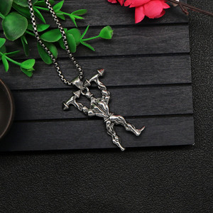 Yunnique – pendentif élégant en forme d'haltère, en argent tibétain, collier unisexe, design à pointes géométriques, GZP0654 - Product Image 4