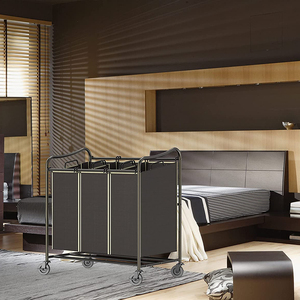 Carrito clasificador de ropa sucia de alta resistencia con 3 bolsas, plateado _ Hogar y cocina - Product Image 5