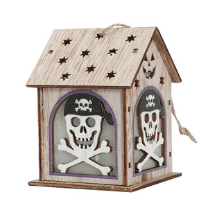 เครื่องประดับบ้านไม้สำหรับวันฮาโลวีน ลายแมวแม่มดหัวกะโหลก ของตกแต่งภายในบ้าน 20180105 - Product Image 4