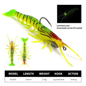 D1 Weihai Factory <strong>Best</strong> Selling Shrimp Lure Soft Plastic 160mm 27.6g Prawn Lure Sinking Fishing Lures with Jig Head <strong>Hook</strong> - Product Image 2