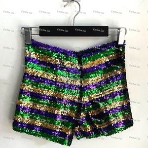 <span class=keywords><strong>Pantaloncini</strong></span> con Paillettes per Mardi Gras, Shorts Colorati per Adulti, Ragazze e Donne, <span class=keywords><strong>Pantaloncini</strong></span> Elasticizzati con Paillettes Viola, Verde e Giallo - Product Image 2