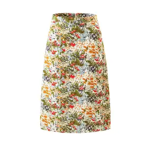 Elegant design beautiful multi color floral print fashion summer midi skirt for women