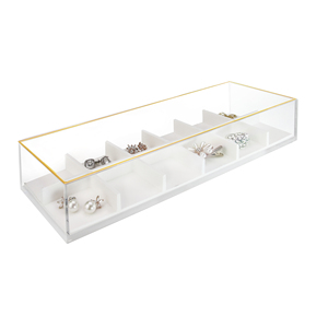 Boucles d'oreilles de comptoir bijoux Bracelet organisateur empilable et ensemble de rangement multifonctionnel avec séparateur amovible doux jante en or - Product Image 2
