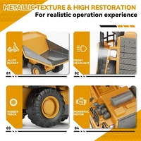 Camions à benne télécommandés, jouets, 9 canaux, 2 batteries, véhicules de construction télécommandés avec benne en métal, lumières/sons pour garçons de 3 ans et plus
