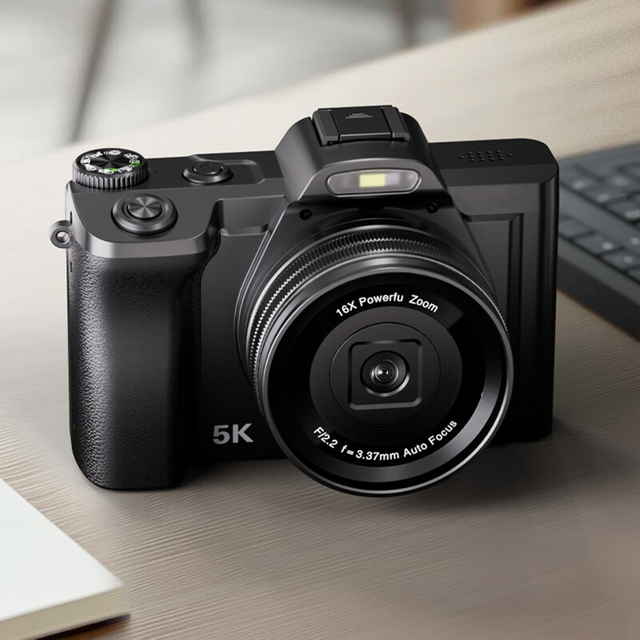 48MP High-Resolution Mirrorless Digital Camera with 5K Cinematic Video Autofocus DSLR Style Front Lens Retro Built Flash