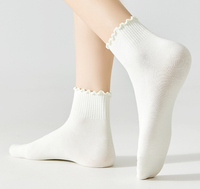 Chaussettes courtes respirantes en coton tricoté pour filles, à volants, couleur unie, pour usage quotidien et décontracté – Grande Vente