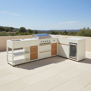 Griglia <span class=keywords><strong>BBQ</strong></span> a <span class=keywords><strong>Gas</strong></span> Multifunzionale Moderna da Tavolo per Esterni, Bruciatori in Acciaio Inox Verniciato a Polvere, 5 Bruciatori con Accensione Piezoelettrica - Product Image 4