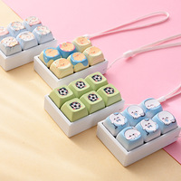 En gros, Porte-clés mini-jouet anti-stress à 6 touches avec interrupteur mécanique, en forme d'animal, motif dessin animé mignon, avec capuchon de touche PBT Push-Pop et fonction clicker anti-stress