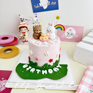 Rosa Mini <span class=keywords><strong>orsetto</strong></span> decorazioni <span class=keywords><strong>torta</strong></span> Toppers orso e coniglio per il ragazzo ragazza Baby Shower festa di compleanno decorazioni - Product Image 2