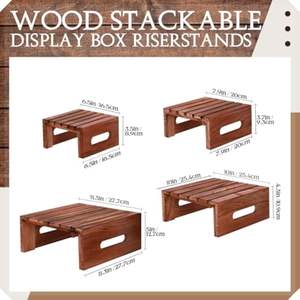 Risers d'affichage en bois rustique poignées 4 pièces ensemble de supports à Cupcake écologiques plateaux à Dessert carrés pour Table de fête de mariage - Product Image 6