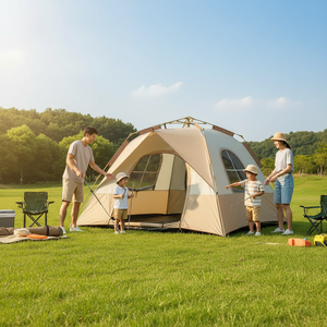Wholesale Waterproof Oxford Custom Portable Folding Outdoor Ultra <b>Light</b> 4-6 Person Double-Sided Two-Door Two-<b>Window</b> Tent - Product Image 3