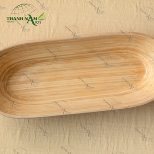 Plateau de service décoratif en bambou murmure à grain de bois fait à la main de style moderne pour la cuisine, la table à manger, les salades et les collations. - Product Image 4