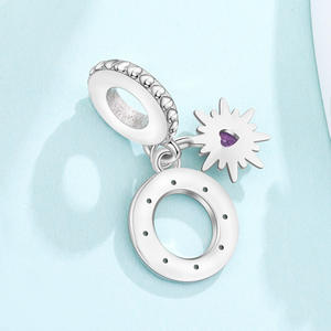 Bracciale de moda versátil con abalorios de estrella de ocho puntas, borla y luna, con brújula de cobre blanco, accesorio colgante DIY para mujer - Product Image 2