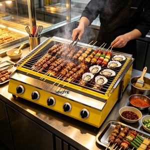 Barbecue au gaz commercial sans fumée, 4 brûleurs, chaleur réglable, en acier inoxydable - Product Image 4