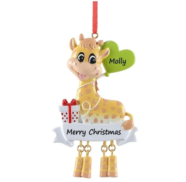 Персонализированный Жираф 2024 Рождественский орнамент. Жираф маленький мальчик девочка первый Рождественский орнамент