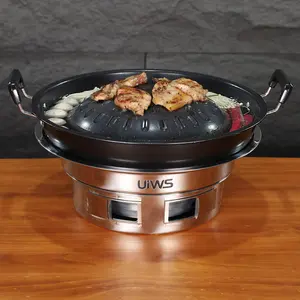 Non Stick Thai Bbq Grill Shabu Shabu Hot Pot Aluminum / Lron Barbecue Grill