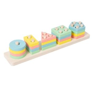 Montessori Baby Building block quadrati 4 Set forma geometrica corrispondenza assemblare tavola di educazione precoce <span class=keywords><strong>in</strong></span> <span class=keywords><strong>legno</strong></span> giocattoli intellettuali - Product Image 4