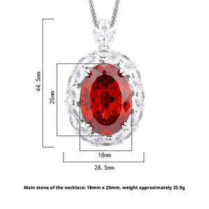 Collana con Pendente di Alta Qualità in Rame Placcato <span class=keywords><strong>Oro</strong></span> Ecologico, con Rubino Imitazione Taglio Ovale 18*25mm, Grande Pietra Preziosa per Donna - Product Image 6