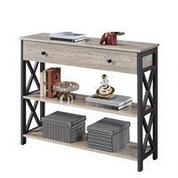 Console moderne à 3 niveaux avec 2 tiroirs, meuble extensible en bois pour villa, bar, salon, entrée, meuble de canapé
