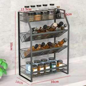 Modern Kitchen Seasoning <b>Rack</b> Single-Tier Portable Iron Storage <b>Rack</b> for Household Use Black - Product Image 5