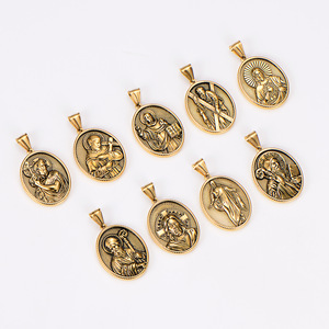 Collier Pendentif en Acier Inoxydable Hip Hop Saint Benoît <span class=keywords><strong>Barbara</strong></span> Jésus Jéhovah André Michel Chrétien, Bijou Tendance pour Homme - Product Image 1